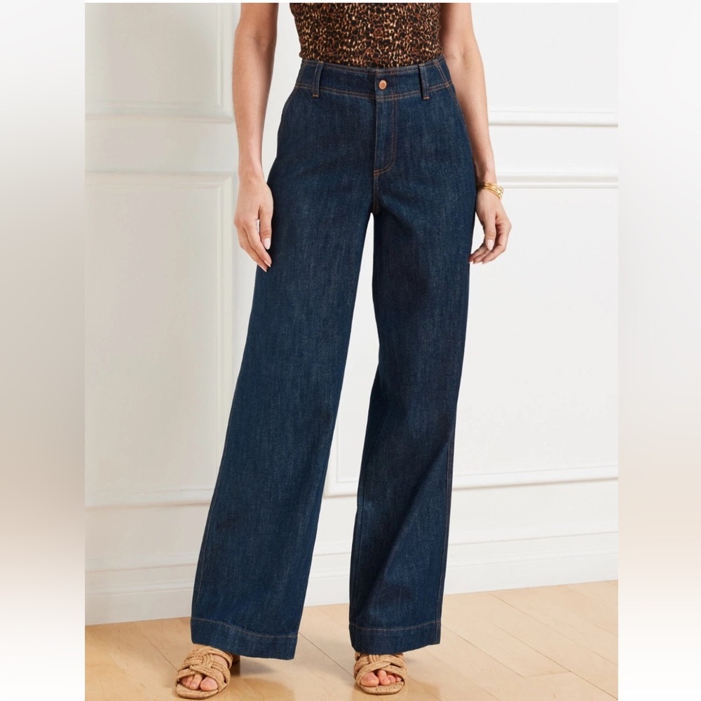 Talbots Relaxed Trouser Jeans Charlotte Dark Wash Women’s 6P Cotton Hemp Blend